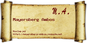 Mayersberg Ambos névjegykártya